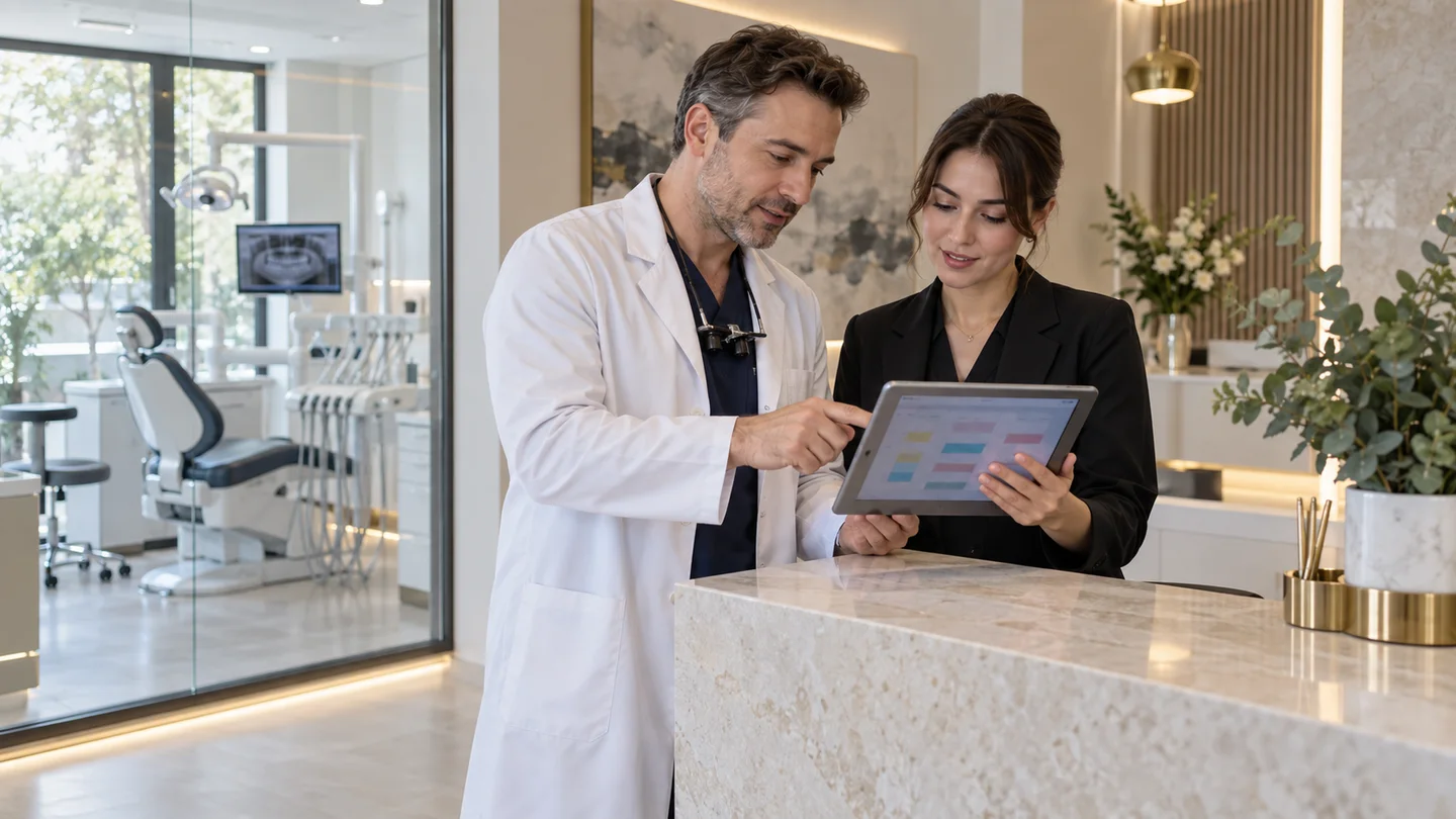 Klinikte iletişim planlamasını temsil eden çalışma sahnesi